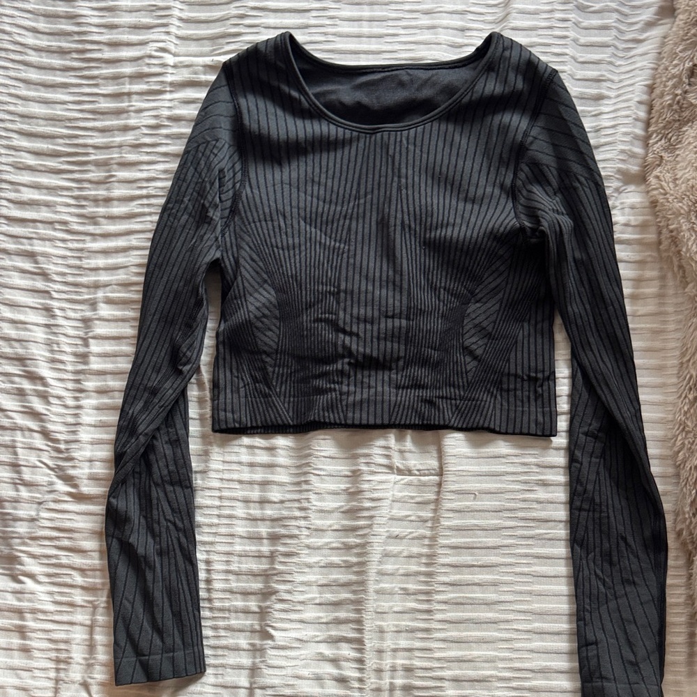 lululemon athletica Black Ribbed Crop Top